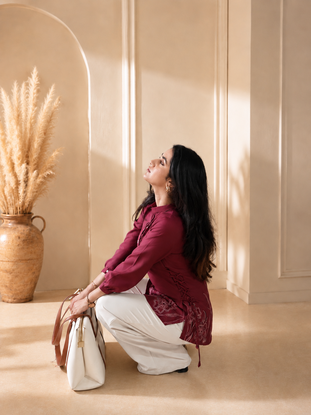Burgandy Bloom kurti